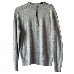 Peter Millar Crown Sport 1/4 Zip Golf Pullover Men's Medium Gray Merino Wool